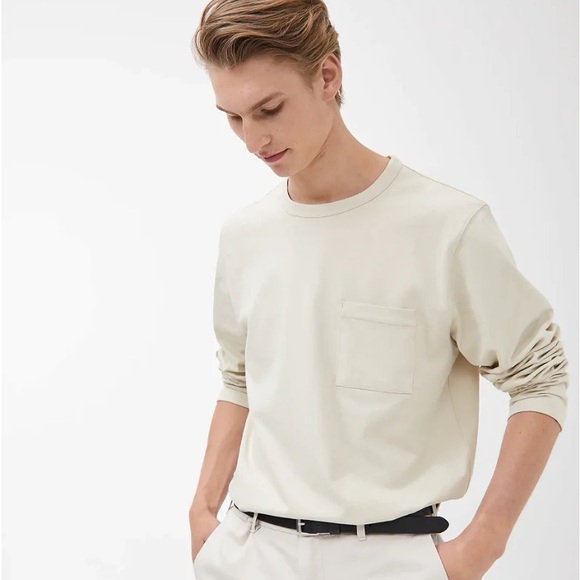 ARKET Men’s Heavyweight Long Sleeve Pocket Tee Shirt - Picture 1 of 12